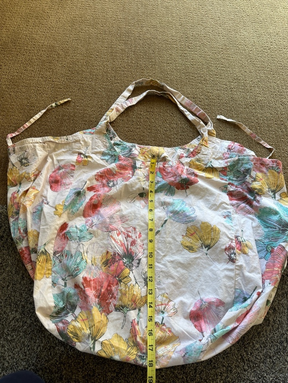 Mossimo Supply Co. Floral Tote Bag White with Yellow Pink Teal Accents Beach Bag - Picture 3 of 5